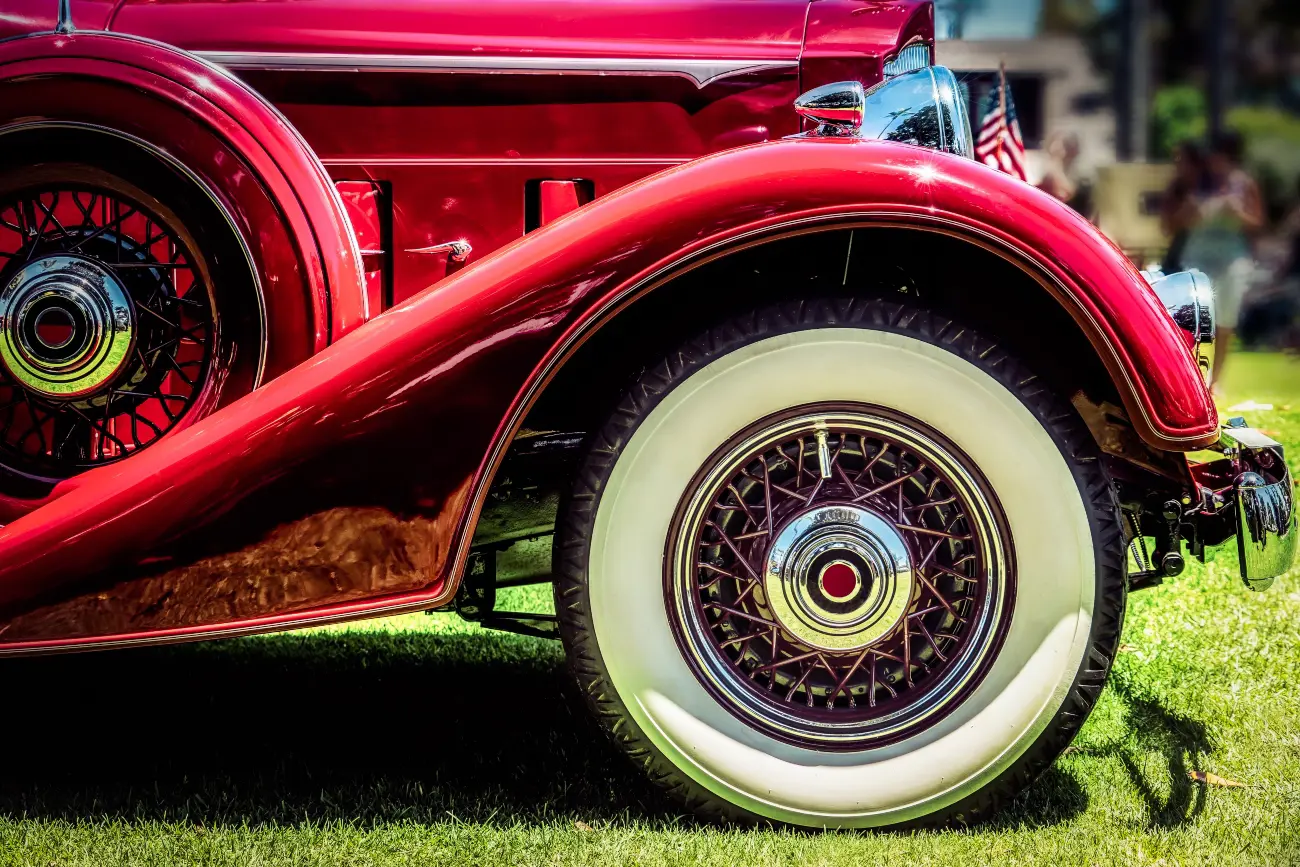 classic car tyre close up