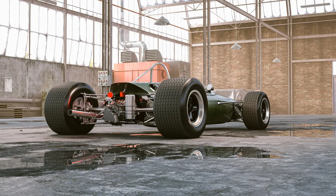 classic car in a factory