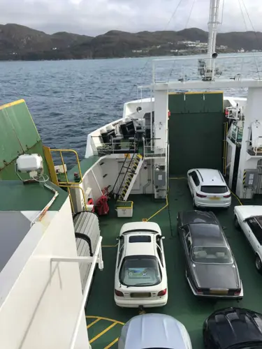 Cars on ferry crossing including Gar Cole's white Ford Mondeo