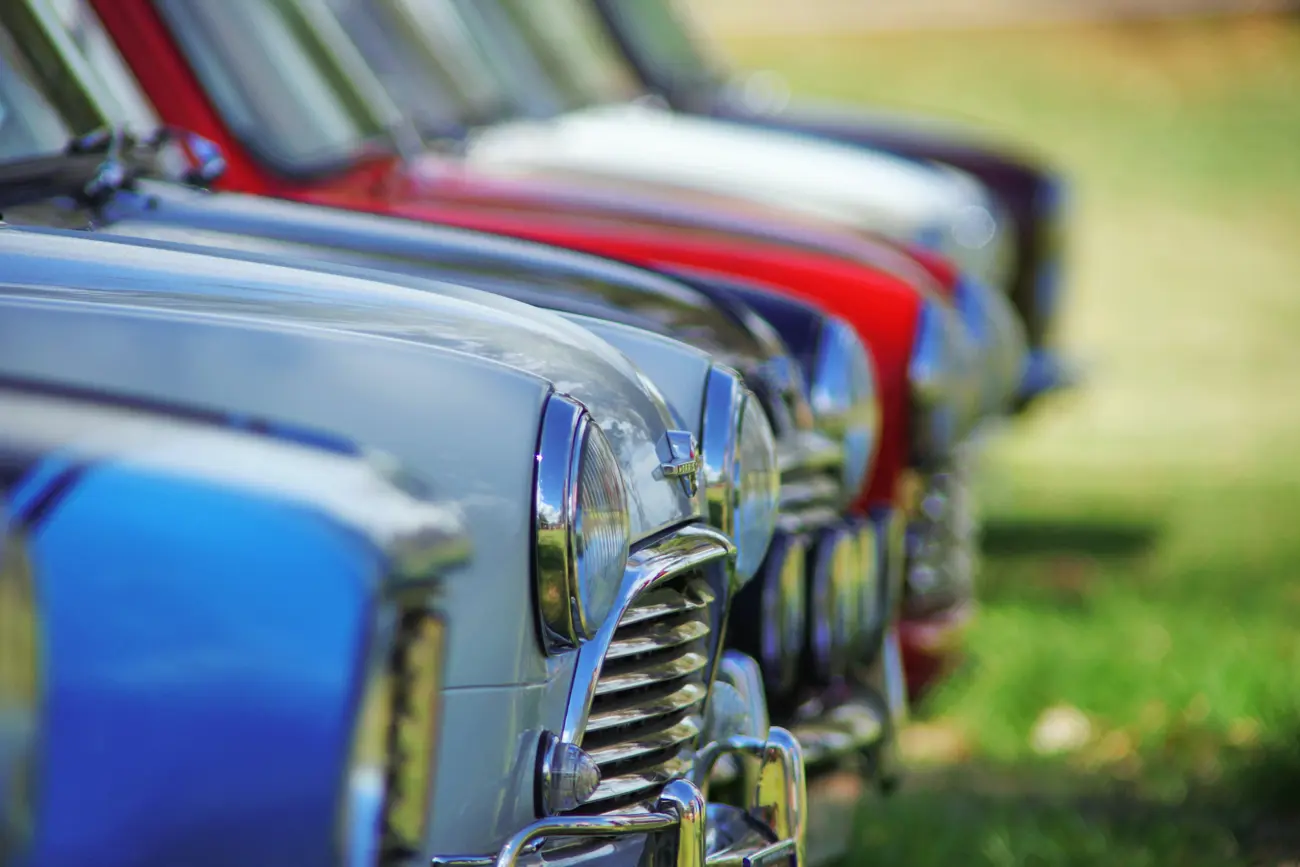 A line-up of classic mini's at a car meeting