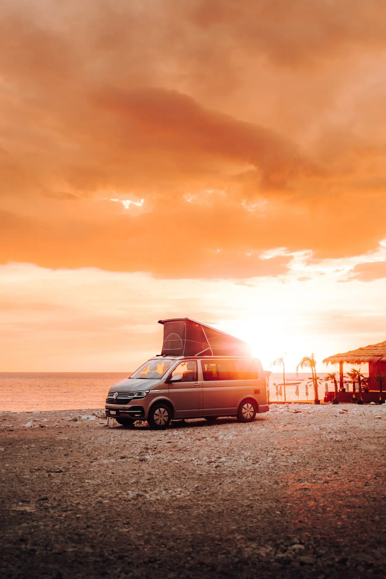a campervan with the roof pushed out