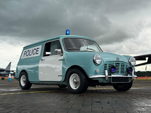 Blue police van