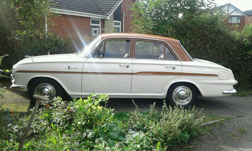 White classic car
