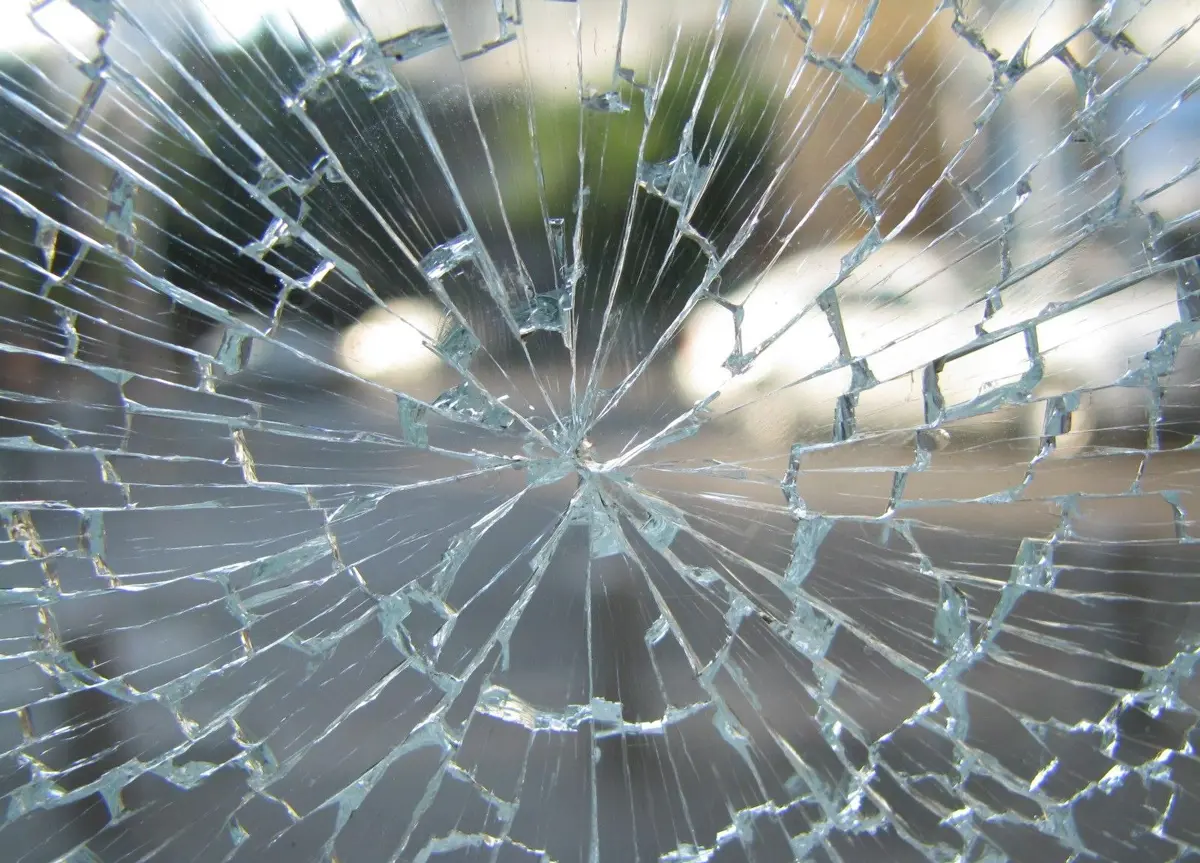 A cracked windscreen on a classic car